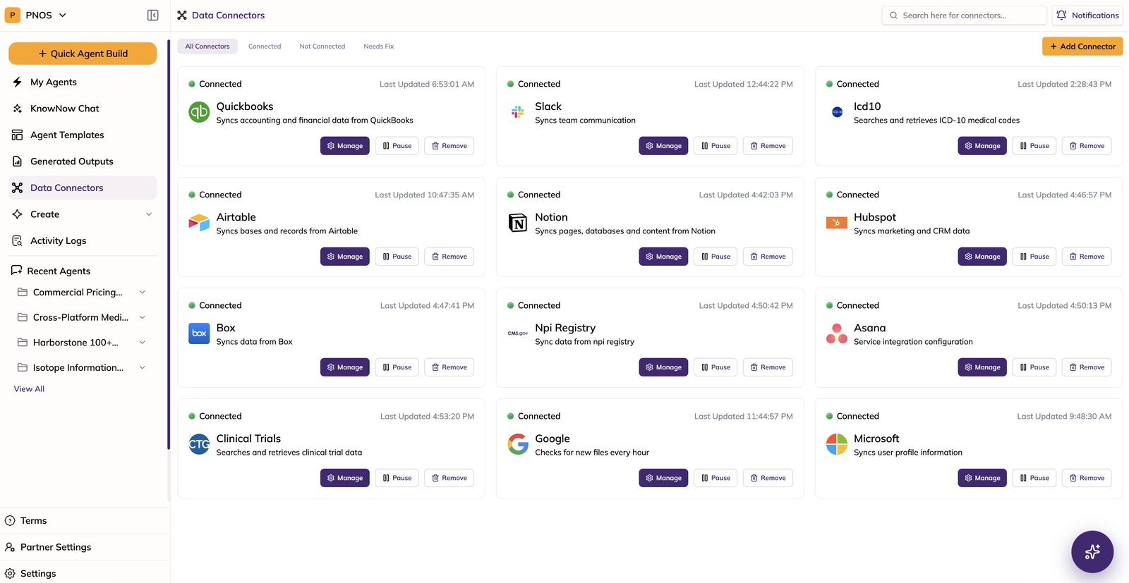 Perceive Now workflow screen